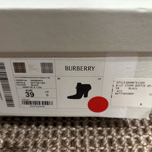 Burberry Black Suede Lace-Up Ankle Boots - Picture 7 of 7